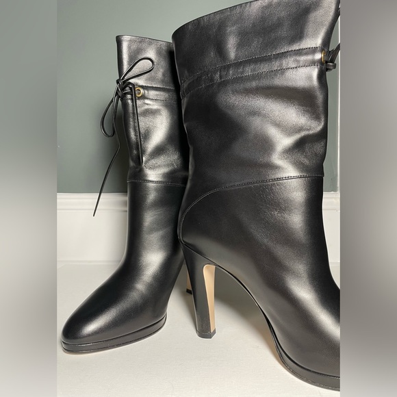 Gucci Charlotte drawstring Black Leather booties 9.5 - Picture 7 of 13